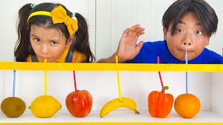 ellie and alex try fruit drinks healthy eating for children