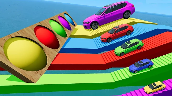 Big & Small Car vs Stair Colors with Portal Trap - Cars vs Train vs Giant Pit - BeamNG.Drive