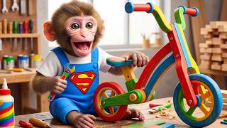🛠️🐵 Monyet Mono Lucu Lulus Kelas Pertukangan dan Berhasil Membuat Sepeda Kayu Pertamanya! 🚲🌈✨