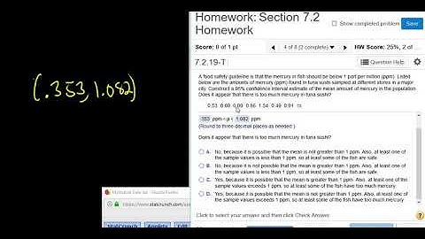 Construct a Confidence Interval Estimate for the Population Mean given the Data using StatCrunch