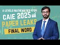 FINAL WORD ON LEAKS.