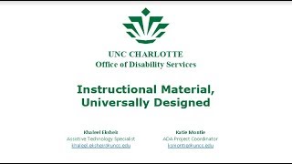 Instructional Material Universally Designed Webinar (11/7/2018)