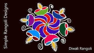 Latest Colourful Diyas 7 4 Dots Designs Simple Kolam Muggulu Beautiful Diwali Rangoli Patterns