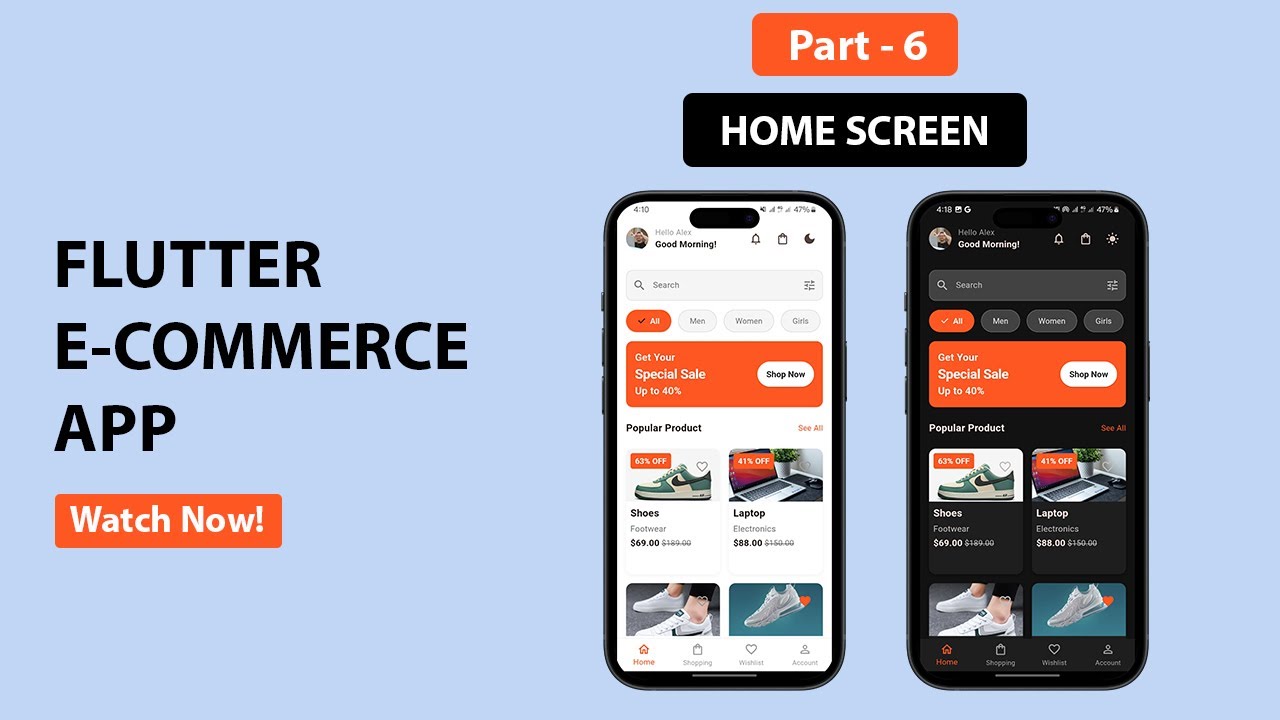 Flutter E-commerce App UI - Part 6 | Home Screen Speed Code | 2025 ...