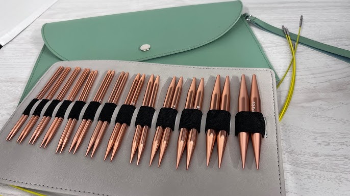 KoovDem Interchangeable Circular Knitting Needles Set - 13 Pairs | Premium Aluminum Needles & Accessories | Rose Gold