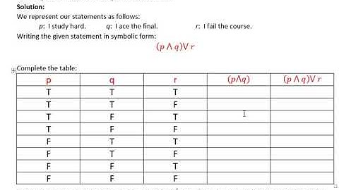 Logic - Part 5 Create a Truth table with 3 statements