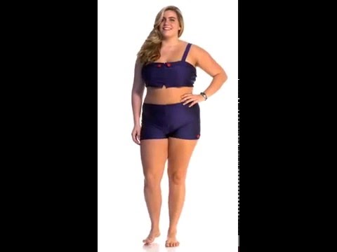 Girlhowdy Plus Size Helen Button Crop Bikini Top | SwimOutlet.com