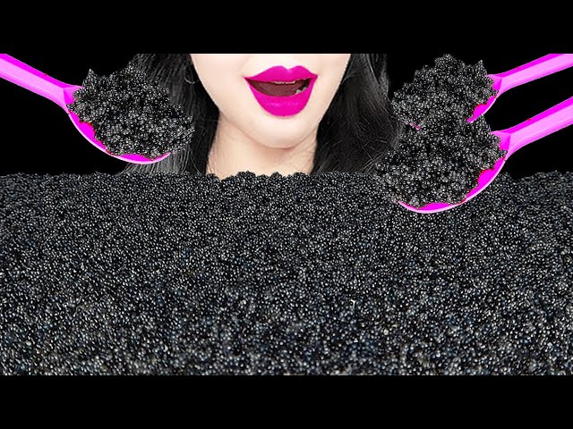 ASMR FLYING FISH ROE TOBIKO EGGS 블랙 날치알 먹방 ナルチアル EATING SOUNDS
