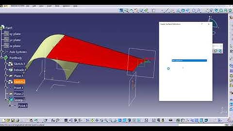 Sweep in CATIA  - Line Profile With Tangency Surface in CATIA generative shape design