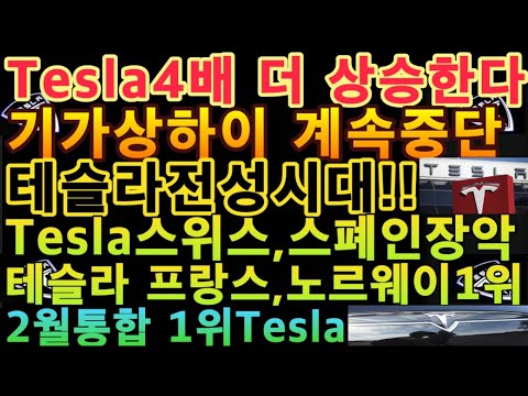 New Update 테슬라 전성시대/Tesla 앞으로 4배 더 상승/기가상하이 계속중단/Tesla스위스,스폐인 장악/테슬라 프랑스,노르웨이1위/2월통합 1위Tesla/테슬라 경찰차/테슬라1분기인도량