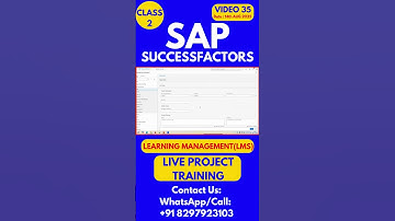 SAP SuccessFactors LMS Training Online Tutorial Class 35 14th  August 2025#sapsuccessfactorstraining