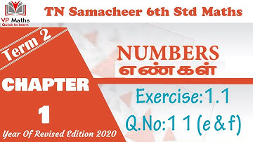 TN Samacheer 6th std Maths Chapter 1 Numbers Exercise 1. 1 Q.No:11 (e & f) | எண்கள் 2nd term