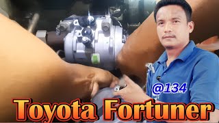 วิธีเปลี่ยนคอมเพรสเซอร์ วิธีใส่น้ำมันคอม วิธีแวคคั่มเติมน้ำยาแอร์ Toyota Fortuner