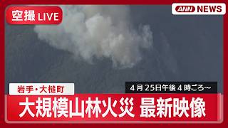 【ライブ空撮】現地最新映像 岩手・大槌町の大規模山林火災 発生4日目【LIVE】(2026年4月25日) ANN/テレ朝