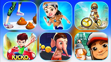 Tippy Toe 3D vs Little Singham vs Kicko vs Little Ganesha, SubwaySurf - ios,Android Gameplay Part 17