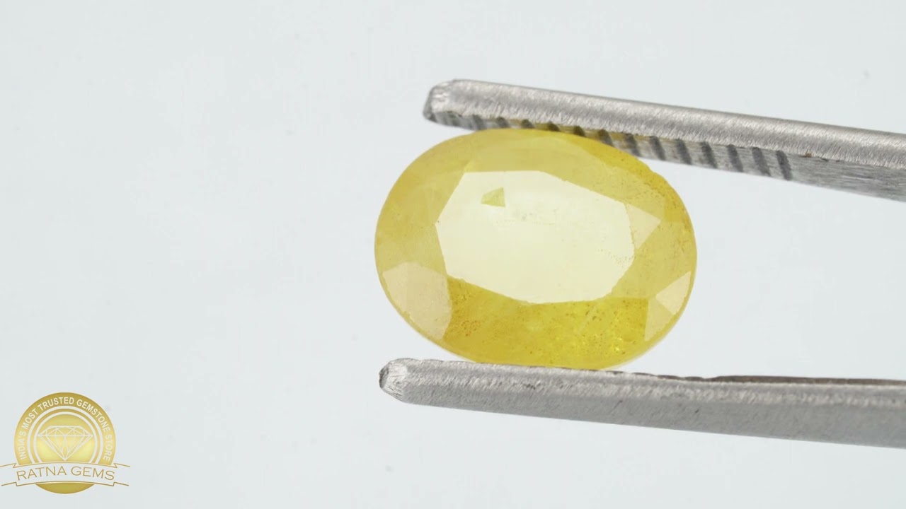Natural Pukhraj Stone 3.90 Ratti (3.55 Carat) Yellow Sapphire - Nigerian 4 Product video for Natural Pukhraj Stone 3.90 Ratti (3.55 Carat) Yellow Sapphire - Nigerian