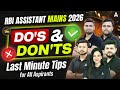 RBI Assistant Mains 2026 | Essential Do's & Don'ts | Last Minute Tips | By Bankers Adda