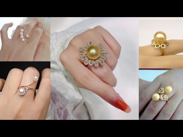 Buy Lace Design 10mm Natural Color Golden South Sea Cultured Pearl Ring  With 18k Yellow Gold Plating Online in India - Etsy