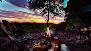 Cozy Campfire, Logfire with Singing Birds to Relax, Study or Fall Asleep