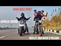 Royal Enfield Bullet 350 (With 2 Pillion) Vs Aprilia SR150 || Drag Race || Who Will Win?