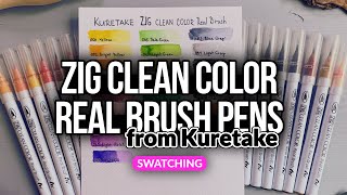 Swatching Kuretake Zig Clean Color Real Brush Pens | 24-Colour Set + Extra Red