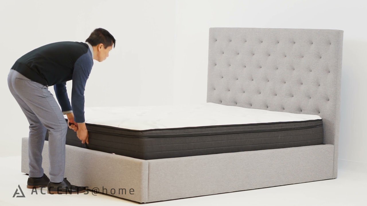 Maya Tufted Fabric Lift Up Storage Bed- Queen & King - YouTube