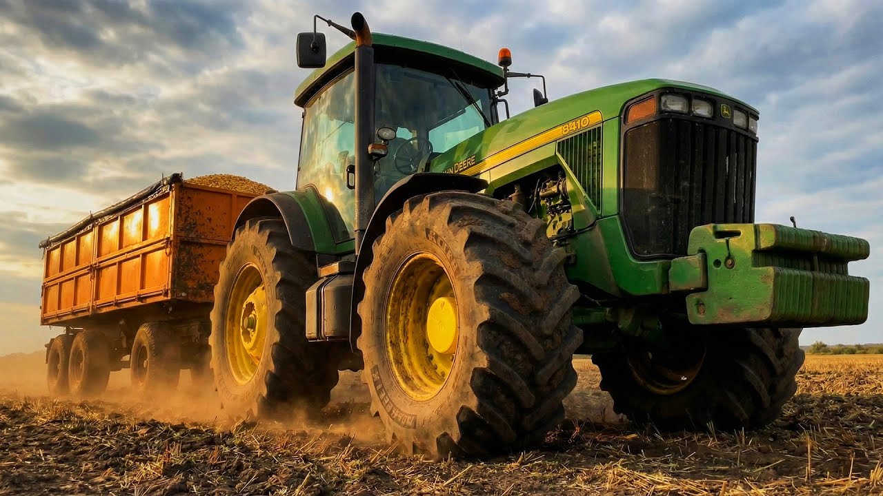 Грузовики в поле: доставка урожая кукурузы