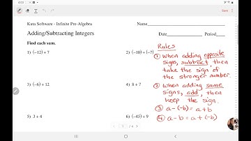 Kuta Software - Pre-Algebra: Adding/Subtracting Integers | IngWan Steiner