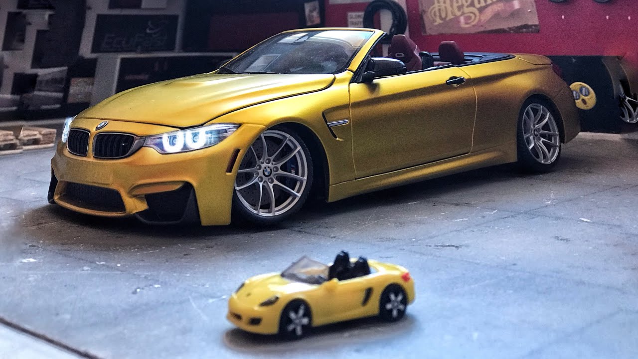 Bmw M4 Mat Satin Krom Sari Gmg Garage Folyosuyla Kaplama 1 18 Diecast Model Youtube