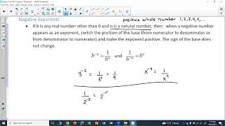 Math 1130 HW 1: Exponent Rules for Negative Exponents