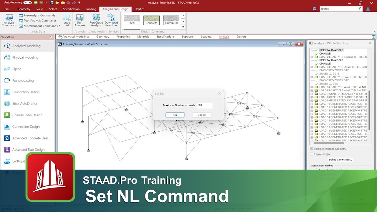Using the Set NL Command in STAAD.Pro YouTube