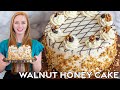 Russian Walnut Prune Honey Cake Recipe | with Sour Cream Frosting | Торт чернослив