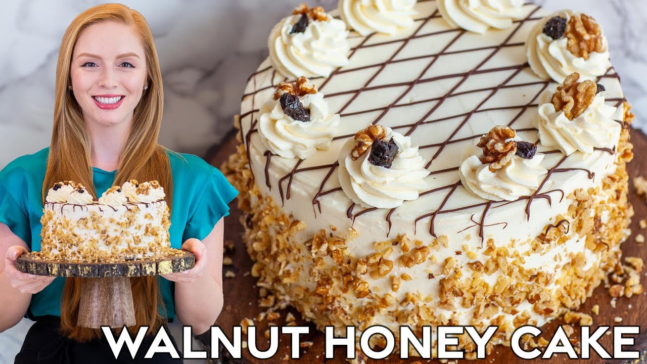 Russian Walnut Prune Honey Cake Recipe | with Sour Cream Frosting | Торт чернослив