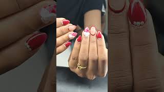 Red Nails with isolated chrome 4d flower