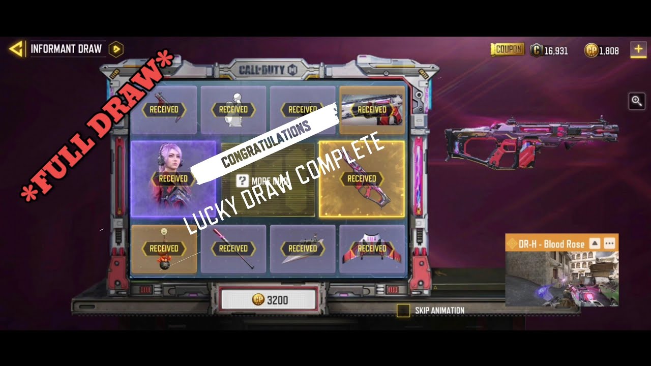 Informant Draw |Scylla - Rose Redd & New Legendary DR-H Blood Rose |Call of Duty mobile |KylerPlays