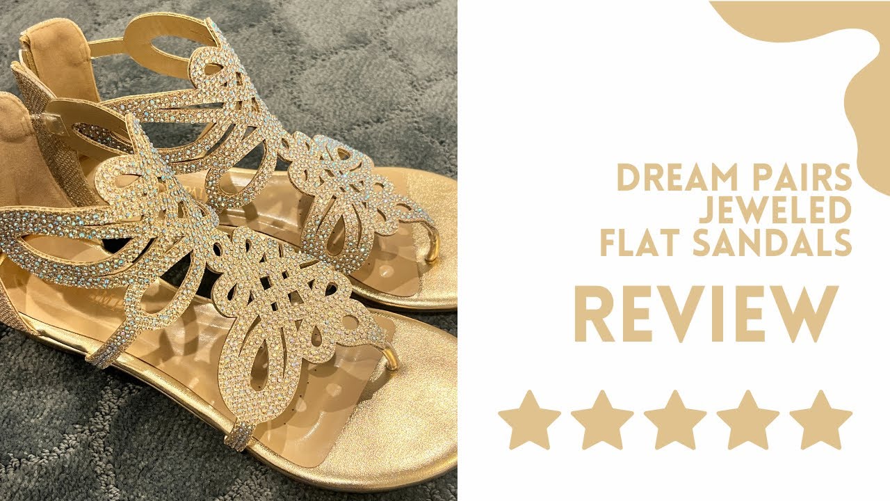 Review of DREAM PAIRS Women's Jeweled Flat Sandals - YouTube