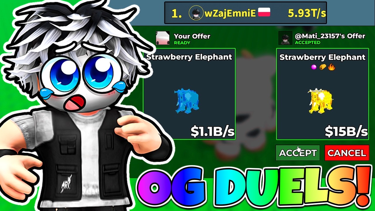 ZAGRAŁEM O OG STRAWBERRY ELEPHANTA Z TOP 1 POLSKI W STEAL A BRAINROT! Roblox