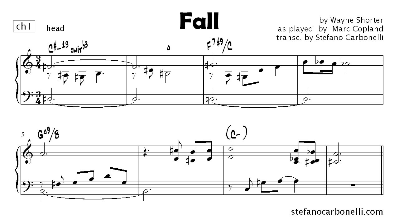 Marc Copland, Fall - Transcription bekijken op YouTube Marc Copland, Fall - Transcription bekijken op YouTube