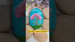 Very easy stone painting 🩷🩵 #shorts #shortvideo #painting #acrylicpainting #craft #diy #easycraft