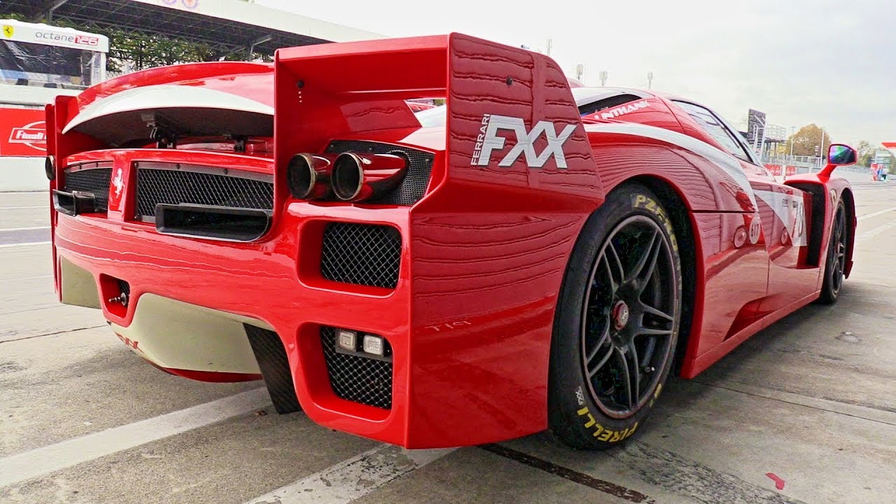 Ferrari Fxx Evoluzione At Monza Racetrack Screaming V12 Engine Backfires Glowing Brakes Youtube