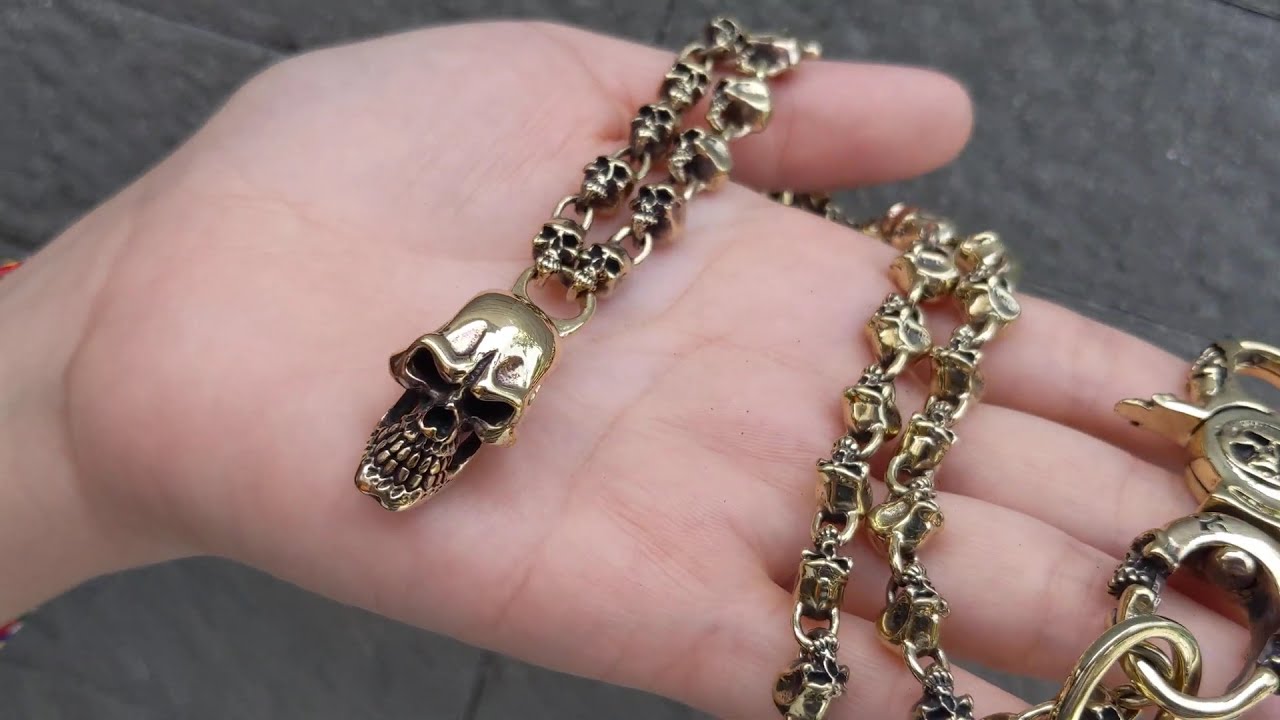 Biker Skull Brass Wallet Chain