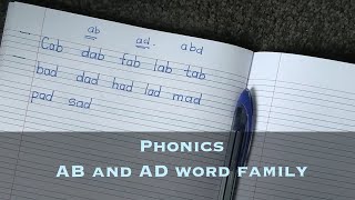 Ab And Ad Word Family Phonics 3 Letters Words Learn To Read With Phonics