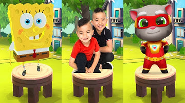 Tag with Ryan SpongeBob VS CKN Toys Car Hero Run VS Talking Tom Hero Dash All Characters Unlocked