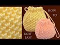 Bolso fácil tejido paso a paso punto 3D Panal o Nido de Abeja a dos agujas para principiantes