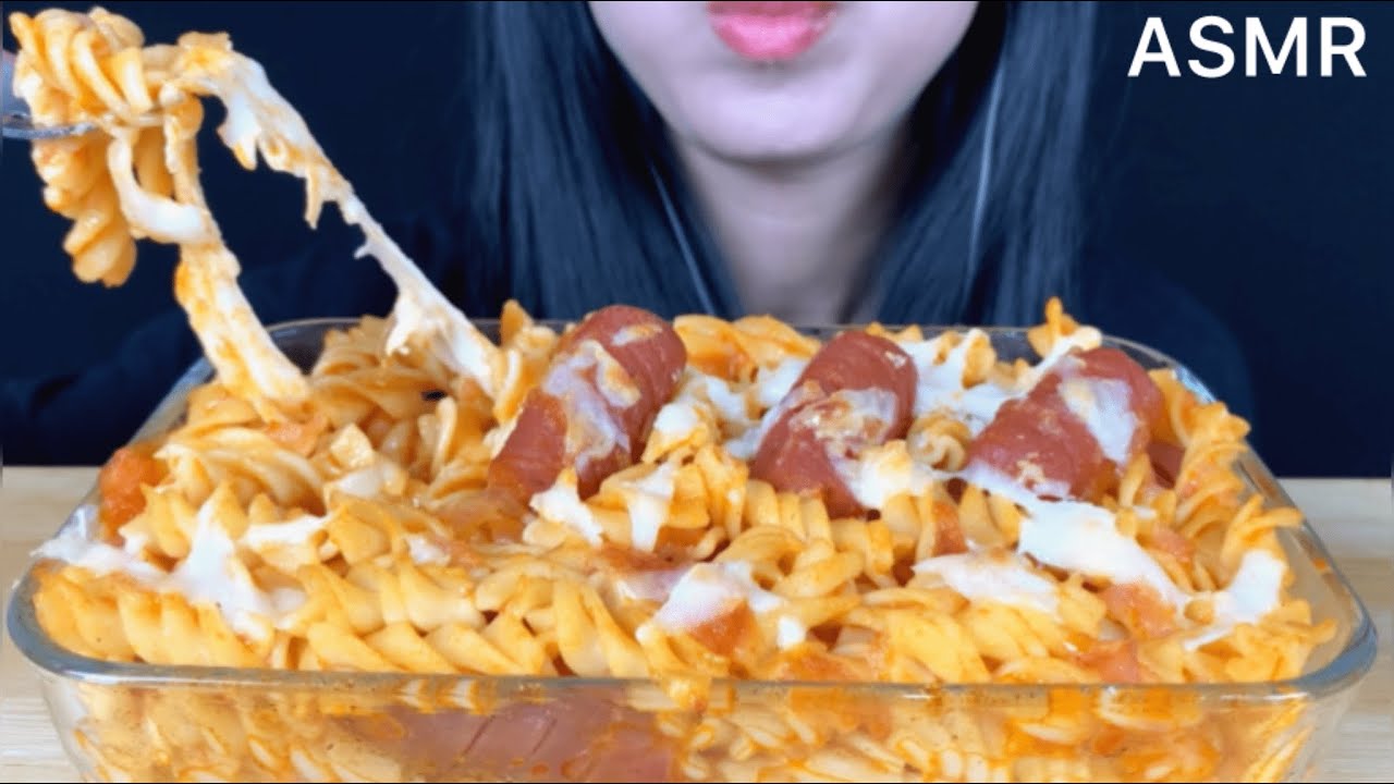 ASMR Spicy Hotdog pasta  | MUKBANG (Eating Sounds)