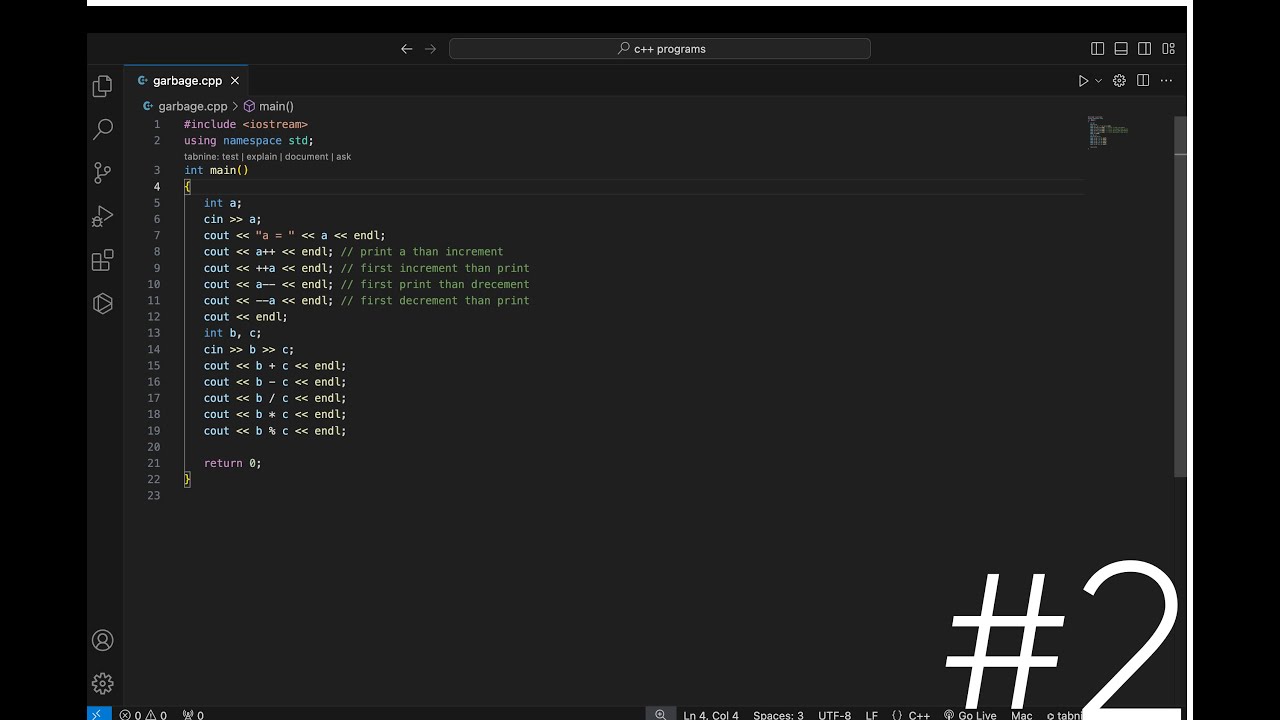 Second Cpp tutorial | Visual Studio Code | Operators | #2 (Part 1 ...