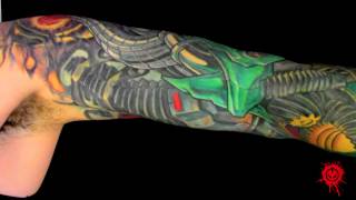 Plusvirium - Freehand Biomechanical Tattoo Sleeve