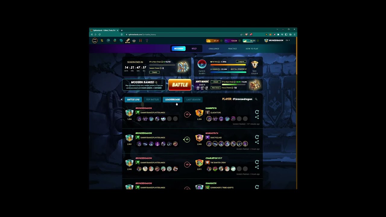 Splinterlands - 115  Bronze, End of Season Chest opening