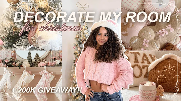 DECORATING MY ROOM FOR CHRISTMAS 🎀✨ + 200K Surprise! ✨ vlogmas ep2