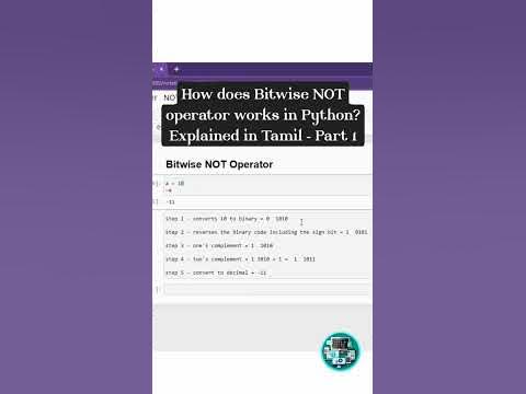 How does Bitwise NOT operator works in Python? Explained in Tamil ...